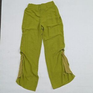 Lulu's Women's Small Green Pull On Flare Leg Pants with Slits